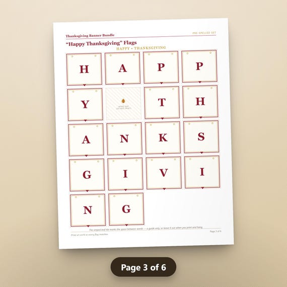 Thanksgiving Banner Printable, Fillable Give Thanks & Happy Thanksgiving Bunting, A-Z Letters, DIY Pennants, US Letter, A4, Instant Download, image 6