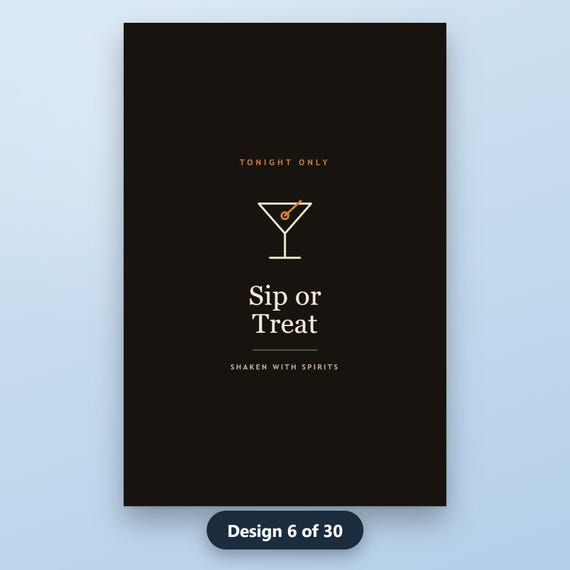 Halloween Bar Cart Sign Printable, Set of 6, Spooky Cocktail Wall Art, Gothic Bar Decor, 16x20, 11x14, 8x10, Instant Download, image 10