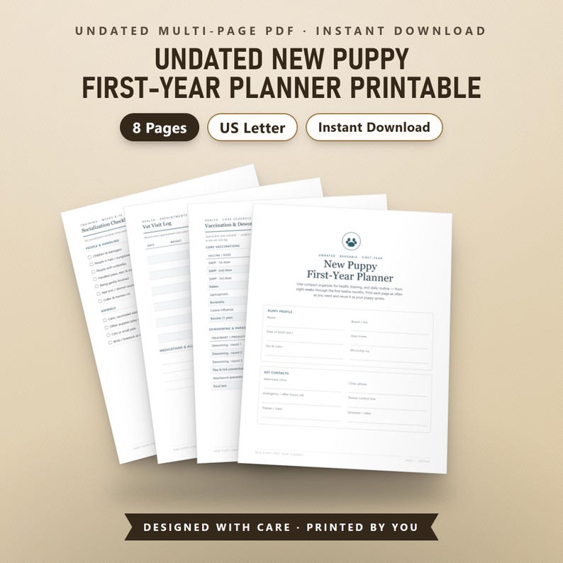 Puppy Vaccination Record Printable, New Puppy Planner, Socialization Checklist, Growth Log, Daily Routine, Instant Download