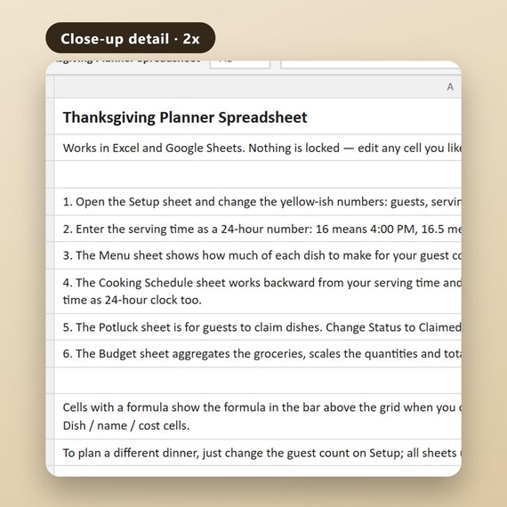 Thanksgiving Planner Spreadsheet, Turkey & Portion Calculator, Cooking Schedule, Guest List, Budget, Excel, Google Sheets, Instant Download, image 4