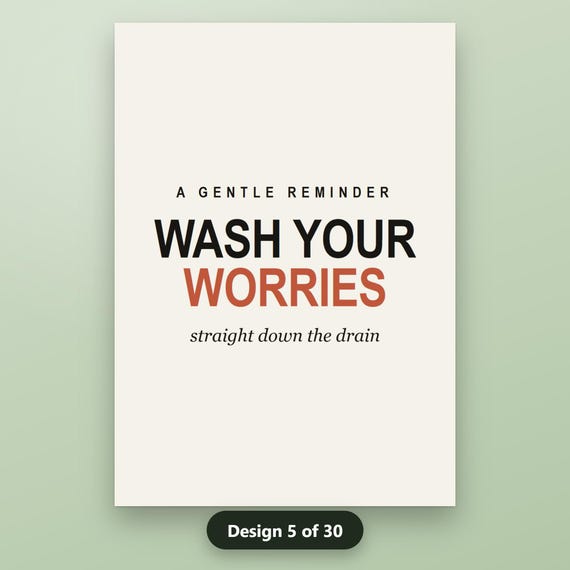 Funny Bathroom Printable Set of 6, Minimalist Typography Wall Art Prints, Black White Humor Quotes, 16x20 11x14 8x10, Instant Download, image 9