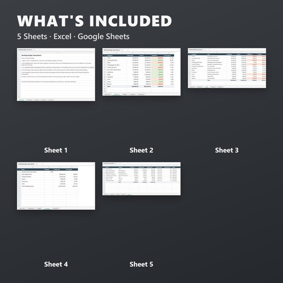 Wedding Budget Spreadsheet, Excel & Google Sheets Template, Per-Guest Cost Calculator, Vendor Payment Tracker, Instant Download, image 3