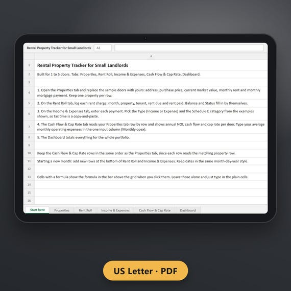Rental Property Spreadsheet Bundle, Landlord Tracker, Income & Expense Tracker, Schedule E Bookkeeping, US Letter, A4, Instant Download, image 2