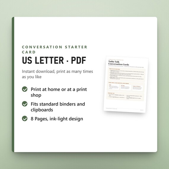 Thanksgiving Conversation Cards Printable, 100 Family Dinner Table Prompts, Fillable Kids All Ages Legacy Questions, US Letter, A4, Instant, image 9