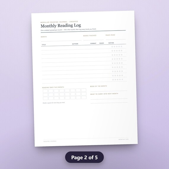 Book Club Journal Printable, Reading Journal, Book Review Sheet, TBR List, Monthly Reading Log, Instant Download PDF, image 5
