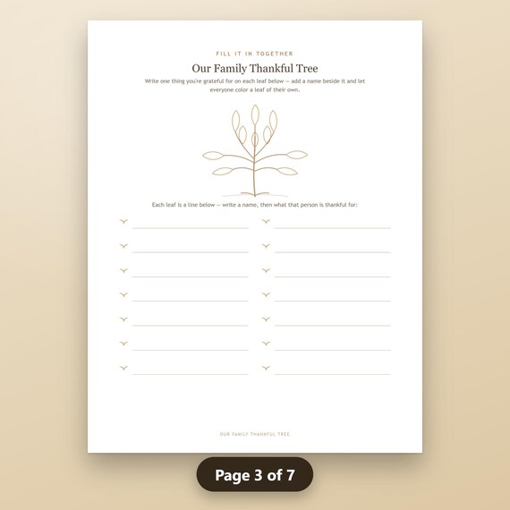 Thanksgiving Gratitude Journal Printable, Fillable Family Dinner Table Journal, Table Talk Cards, Thankful Tree, US Letter, A4, Instant, image 7