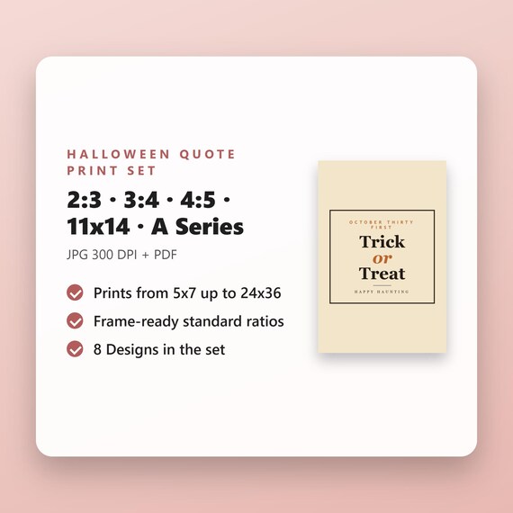 Halloween Gallery Wall Set Printable, 8 Vintage Typography Prints, Spooky Wall Art Bundle, 16x20, 11x14, 8x10, Instant Download, image 5