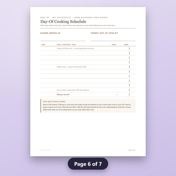 Thanksgiving Checklist Printable, Fillable Hosting Timeline, Shopping List, Cooking Schedule, US Letter, A4, Instant Download, image 10