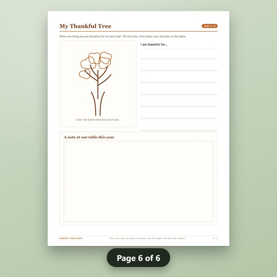 Thanksgiving Activity Placemat Printable Bundle, Fillable Kids Placemats, 6 Activity Mats, US Letter, A4, Instant Download, image 10