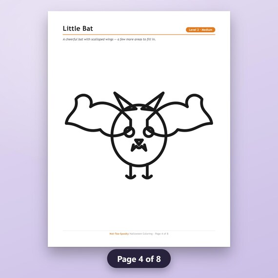 Halloween Coloring Book Printable, 8 Kids Pages, Easy to Hard, Bold Thick Outlines, US Letter, A4, Instant Download PDF, image 8