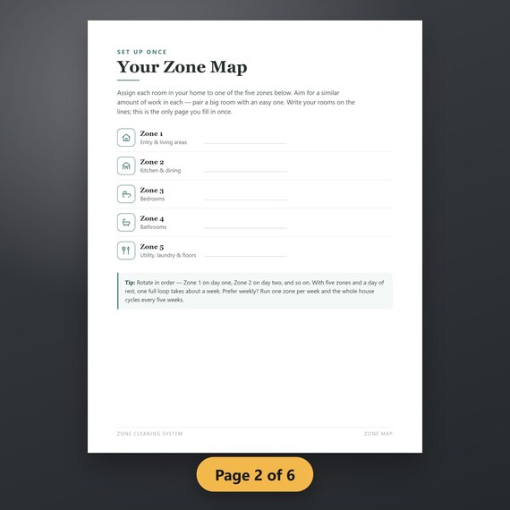 Zone Cleaning Schedule Printable, ADHD Cleaning Planner, Bare Minimum Mode, Daily Reset, 6-Page PDF, Instant Download, image 6