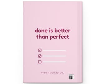 ADHD Checklist Journal | Personalized Custom Name Notebook | Pink Hardcover Journal Gift