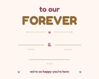 Wedding Welcome Sign Printable, Welcome To Our Forever Sign, Printable Wedding Decor, Blush Gold Wedding Sign, Digital Download