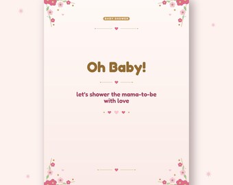 Oh Baby Sign, Printed Baby Shower Poster 18x24, Blush Pink Gold Baby Shower Decorations, Baby Shower Welcome Sign