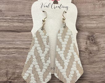 Gold & White Chevron Earrings