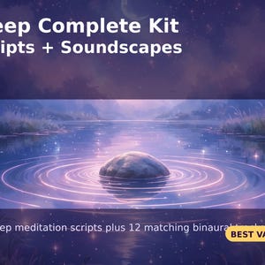 Sleep Meditation Complete Kit | 12 Bedtime Scripts + 12 Binaural Soundscapes | PDF & MP3 Bundle