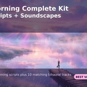 Komplettes Morgenmeditations-Set | 10 Morgenskripte + 10 binaurale Klanglandschaften | PDF- und MP3-Paket