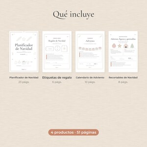 Spanish Christmas Bundle, Planner, Gift Tags, Advent Calendar & Paper Ornaments Printable PDF Bild 2