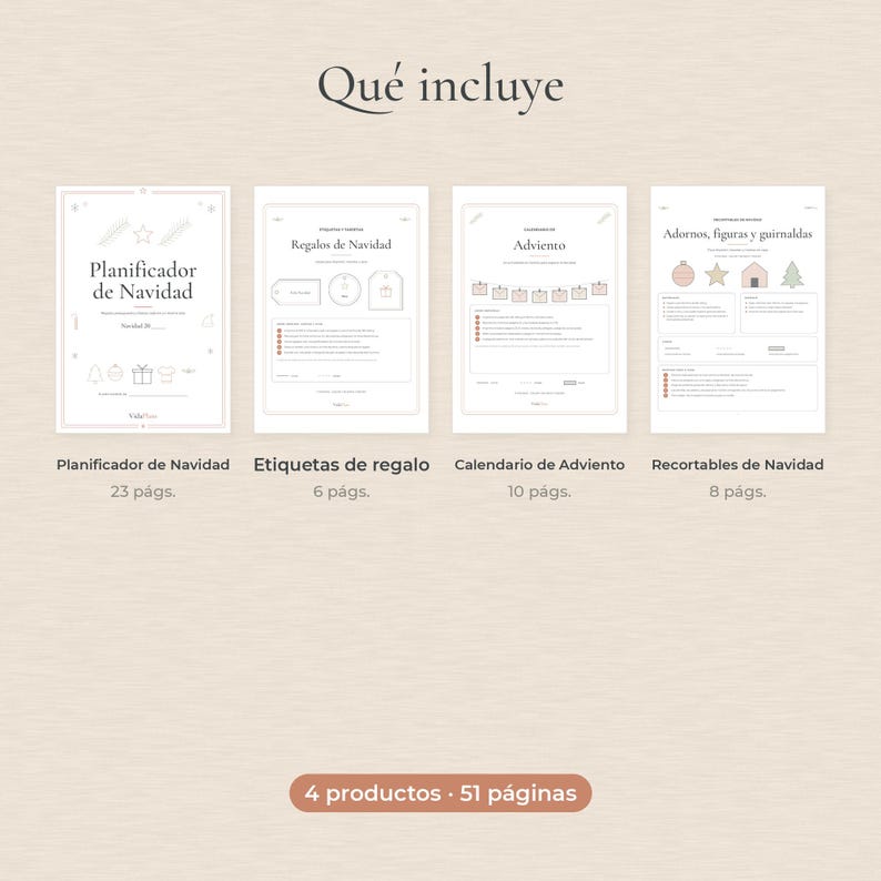 Spanish Christmas Bundle, Planner, Gift Tags, Advent Calendar & Paper Ornaments Printable PDF Bild 2