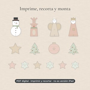 スペインのクリスマスペーパーオーナメント、フェリス・ナビダッドガーランド、3Dビレッジ、レジェス・マゴス印刷用PDF 画像 5