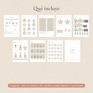 スペインのクリスマスペーパーオーナメント、フェリス・ナビダッドガーランド、3Dビレッジ、レジェス・マゴス印刷用PDF 画像 2