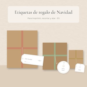 Spanische Weihnachtsgeschenkanhänger und -karten, Feliz Navidad-Anhänger, Para De-Anhänger, druckbare PDF-Datei