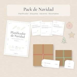 Spanish Christmas Bundle, Planner, Gift Tags, Advent Calendar & Paper Ornaments Printable PDF Bild 1