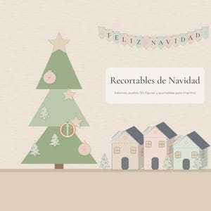 Spanische Weihnachtspapier-Ornamente, Feliz Navidad Girlande, 3D-Dorf, Reyes Magos (druckbare PDF-Datei)