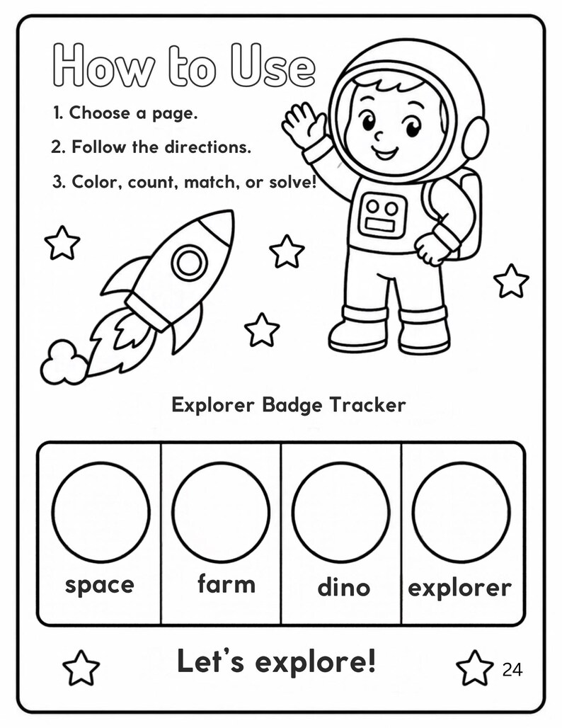 Quiet-time Activity Pack for Kids, Travel, Space, Farm & Dinosaur Fun ...