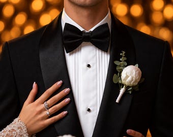Black Bow Tie for Groom, Pre-Tied or Self-Tie Wedding Bowtie for Men, Groom Bow Tie, Tuxedo Bow Tie for Wedding Day, Groom Gift, Bow Tie