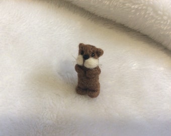 Needle felted Otter fibre art miniature felt artist