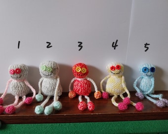 A happy knitted thing - Pocket buddy - wool fibre Miniature comfort friend collectible shelf display