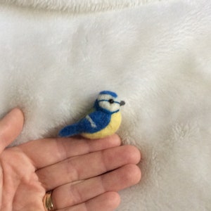 Needle felted Blue tit sculpture 2 wool ornament bird wildlife Art gift shelf Collectable miniature OOAK handmade image 1