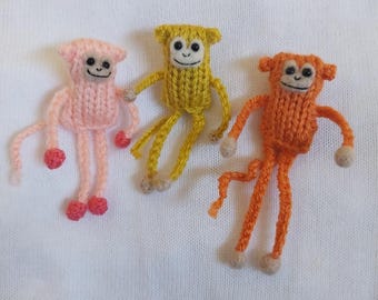Monkey Knitted Miniature wool fibre collectible toy BJD pocket desk buddy