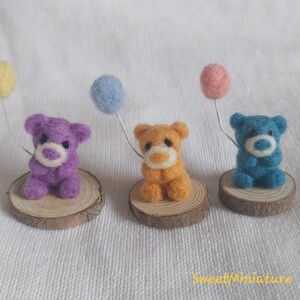 Birthday bears Needle felted celebrations teddies with balloons OOAK handmade gift ornament