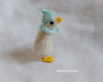 Needle felted Goose miniature fibre art bird OOAK mini wool felt display