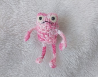 knitted sad FROG wool fibre Art Miniature comfort pocket friend collectible BJD Dolls toy / pet