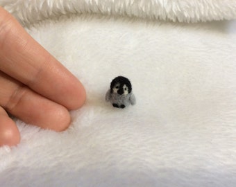 MICRO Penguin needle felt miniature tiny art ooak