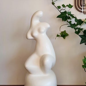 Vintage Abstract Ceramic Sculpture / Mid-Century Modern Minimalist Organic Art / Spanish Avant-Garde Style