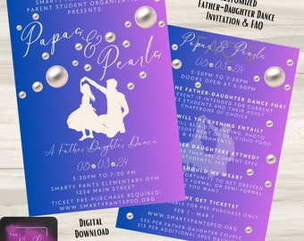 Father Daughter Dance Invitation and FAQ- Papas & Pearls