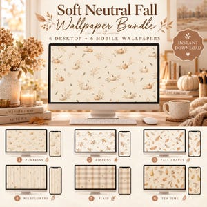 Neutral Fall Wallpaper Bundle | 6 Desktop + 6 Mobile (Digital Download)