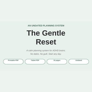 ADHDプランナー（日付なし印刷可能）+ GoodNotes用ハイパーリンク付きプランナー、ブレインダンプデイリーリセット習慣トラッカー、神経発達障害プランニングシステム