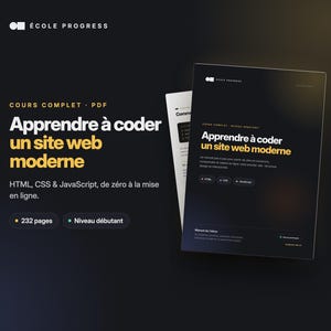 Lär dig koda en modern webbplats — HTML, CSS och JavaScript PDF-kurs för nybörjare, 232 sidor, övningar med lösningar