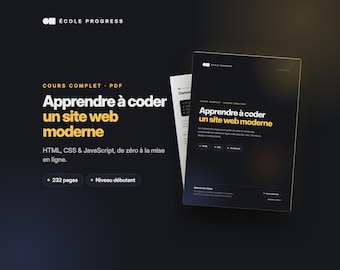 Learn to code a modern website — HTML, CSS and JavaScript PDF course for beginners, 232 pages, corrected exercises