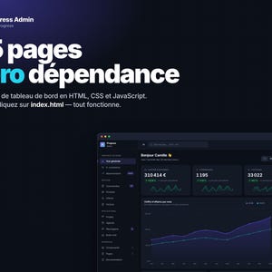 Progress Admin — HTML CSS JavaScript Dashboard Template, 25 Pages, No Dependencies, Dark Mode, Charts Without Any Library