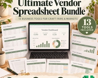 Ultimate Vendor Spreadsheet Bundle for Excel, 13 Business Tools and Seasonal Profit Dashboard