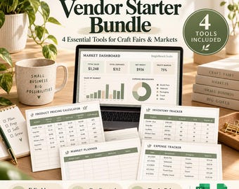 Vendor Starter Bundle for Excel, 4 Craft Fair Pricing, Profit, Break-Even and Inventory Tools