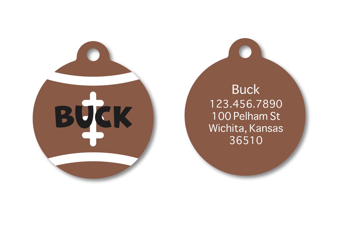 Football Pet I.D. Tag College Sports Dog Tag Nfl Dog Tag Boy Pet