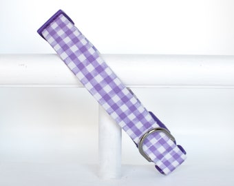 Purple Gingham Dog Collar - Lavender Purple Collar - Summer Check Dog Collar - Spring Dog Collar - Girl Dog Collar