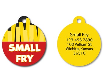 French Fries Pet I.D. Tag - mcdonalds inspired fry tag - fast food tag - boy dog tag - circle snack pet accessories - personalized name